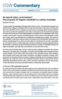 No special status, no Armenians? The prospects for Nagorno-Karabakh in a unitary Azerbaijan