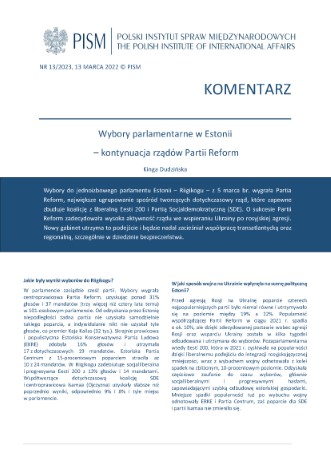 Wybory parlamentarne w Estonii - kontynuacja rządów Partii Reform