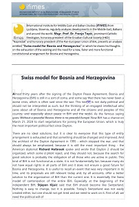 Swiss model for Bosnia and Herzegovina Cover Image