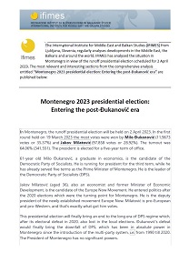 Montenegro 2023 presidential election: Entering the post-Đukanović era Cover Image