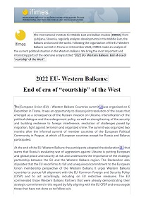 2022 EU- Western Balkans: End of era of “courtship” of the West