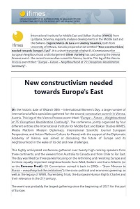 New constructivism needed towards Europe's East Cover Image