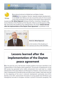 Lessons learned after the implementation of the Dayton peace agreement Cover Image