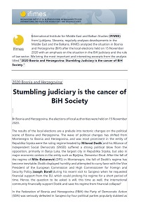2020 Bosnia and Herzegovina: Stumbling judiciary is the cancer of BiH Society