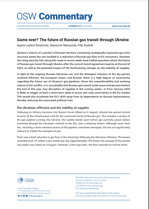 Game over? The future of Russian gas transit through Ukraine Cover Image