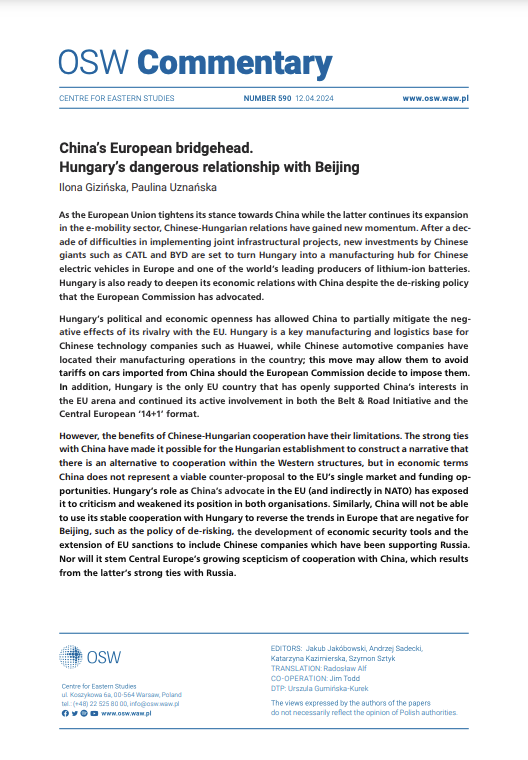 China’s European bridgehead. Hungary’s dangerous relationship with Beijing Cover Image