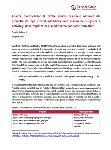 Analiza modificărilor la taxele pentru resursele naturale din proiectul de lege privind instituirea unor măsuri de susținere a activității de întreprinzător și modificarea unor acte normative