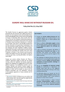 CSD Policy Brief №. 111: Europe Will Make Do Without Russian Oil.