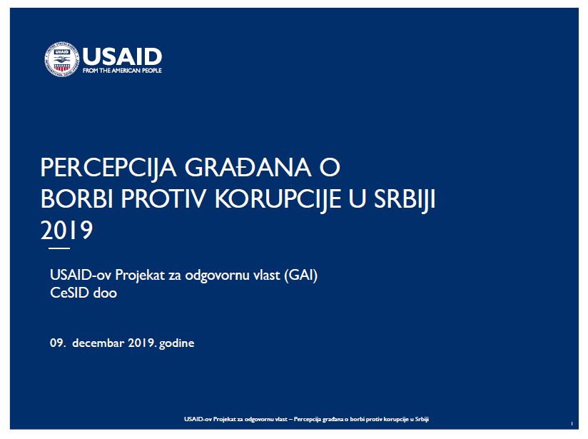 PERCEPCIJA GRAĐANA O BORBI PROTIV KORUPCIJE U SRBIJI 2019