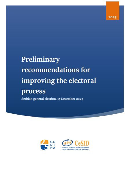 Preliminary recommendations for improving the electoral process Serbian general election, 17 December 2023