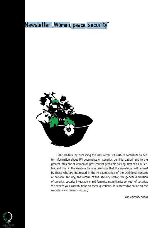 Newsletter „Women, Peace and Security“ October 2011.