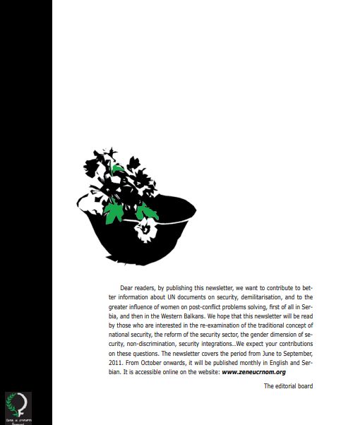 Newsletter „Women, Peace and Security“ September 2011.