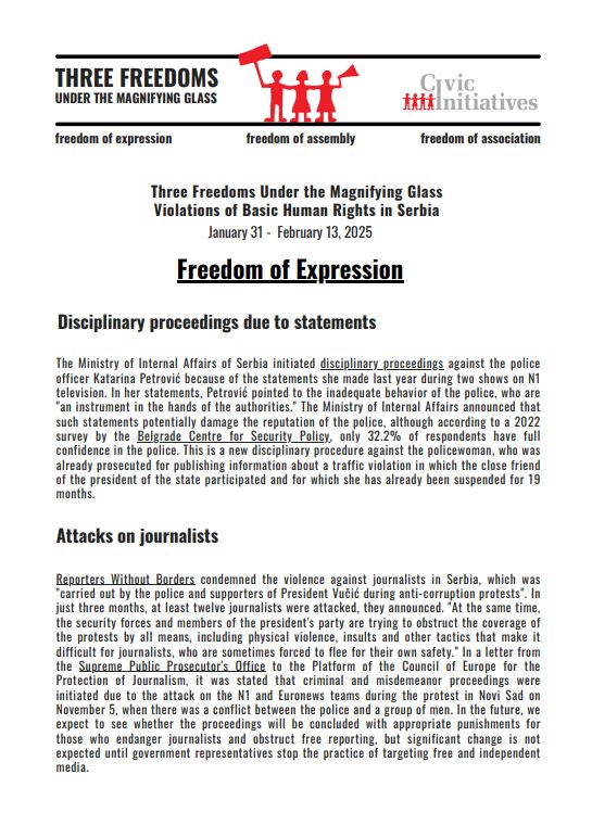 Three Freedoms Under the Magnifying Glass: January 31 – February 13, 2025