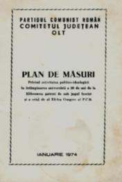 Action Plan on Ideological Political Work for the Meeting celebrating 30 Years of the Liberation of the Country from the Fascist Yoke and for the 11th Congress of the P.C.R