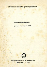 PROGRAMELE DE ISTORIE PENTRU CLASELE V-VIII