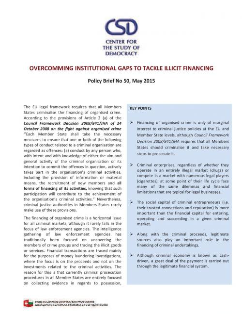 CSD Policy Brief No. 50: Overcoming Institutional Gaps to Tackle Illicit Financing
