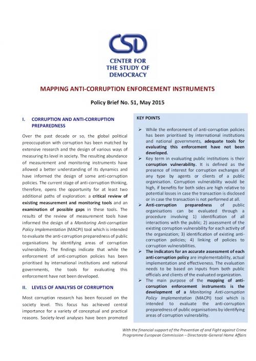 CSD Policy Brief No. 51: Mapping Anti-Corruption Enforcement Instruments Cover Image