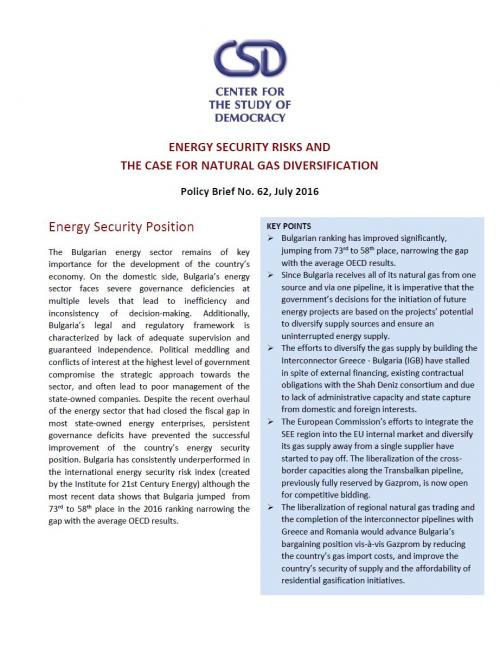 CSD Policy Brief No. 62: Energy Security Risks and the Case for Natural Gas Diversification Cover Image