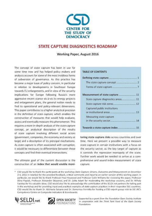 Working Paper: State Capture Diagnostics Roadmap