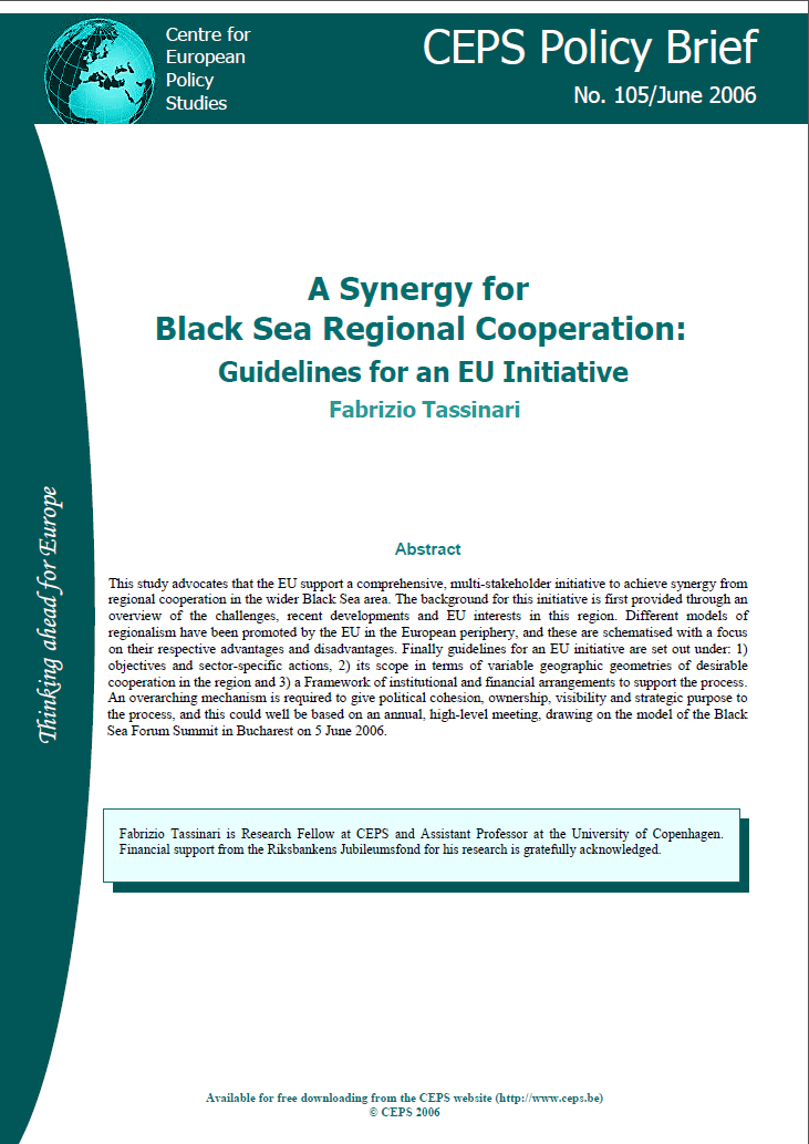 №105. A Synergy for Black Sea Regional Cooperation: Cover Image