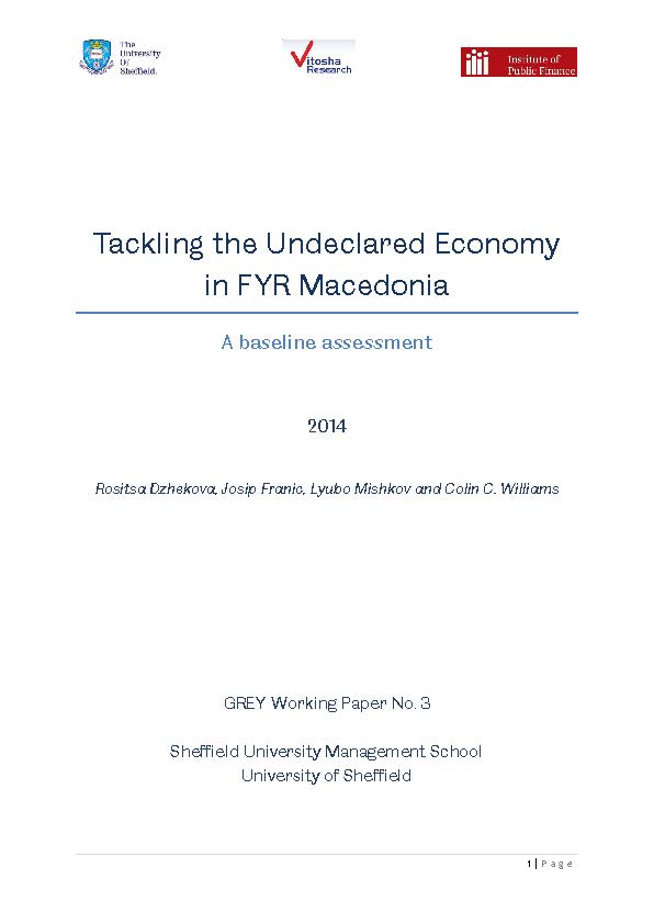 GREY Working Paper No. 3: Tackling the Undeclared Economy in FYR Macedonia, a Baseline Assessment Cover Image