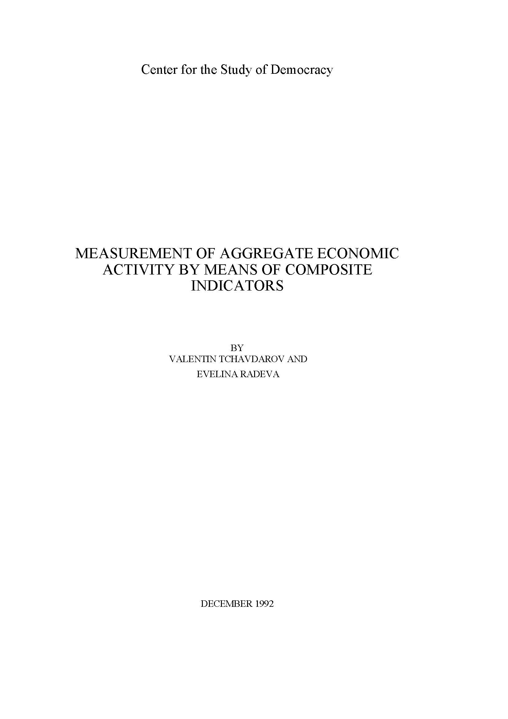 Measurement of aggregate economic activity by means of composite indicators Cover Image