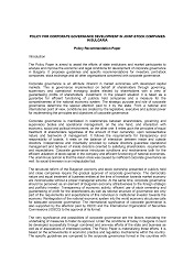 Policy for Corporate Governance Development in Join-Stock Companies in Bulgaria - Policy Recommendation Paper Cover Image