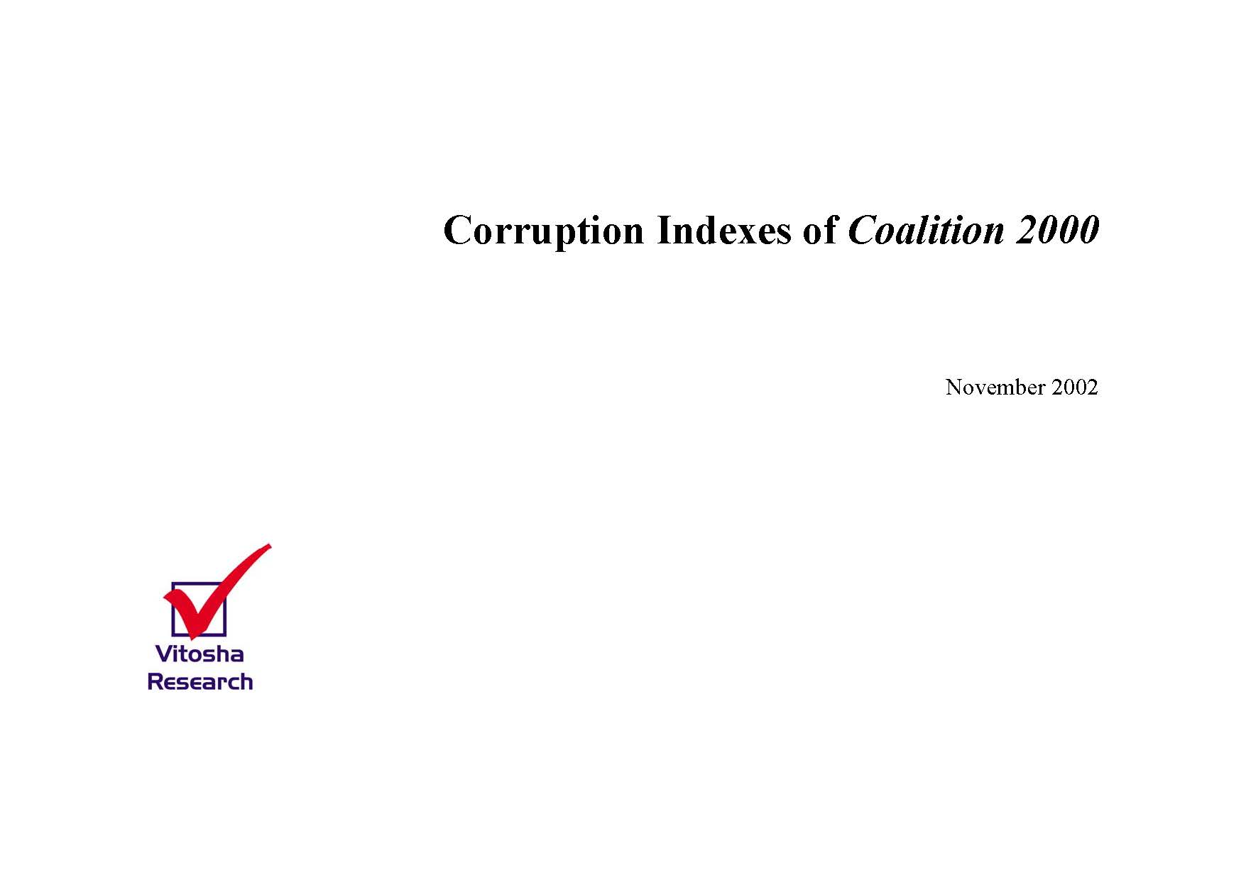 Corruption Indexes of Coalition 2000, October 2002 Cover Image