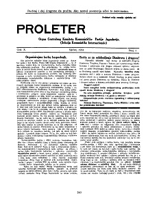 PROLETER. Organ Centralnog Komiteta Komunističke Partije Jugoslavije (1934 / 01)