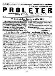 PROLETER. Organ of the Central Committee of the Communist Party of Yugoslavia (1935 / 01)