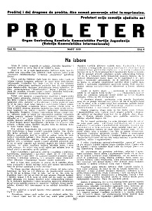PROLETER. Organ of the Central Committee of the Communist Party of Yugoslavia (1935 / 03) Cover Image