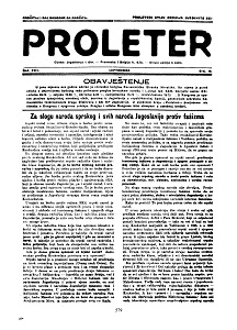 PROLETER. Organ of the Central Committee of the Communist Party of Yugoslavia (1937 / 09)