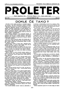 PROLETER. Organ of the Central Committee of the Communist Party of Yugoslavia (1938 / 01-02) Cover Image