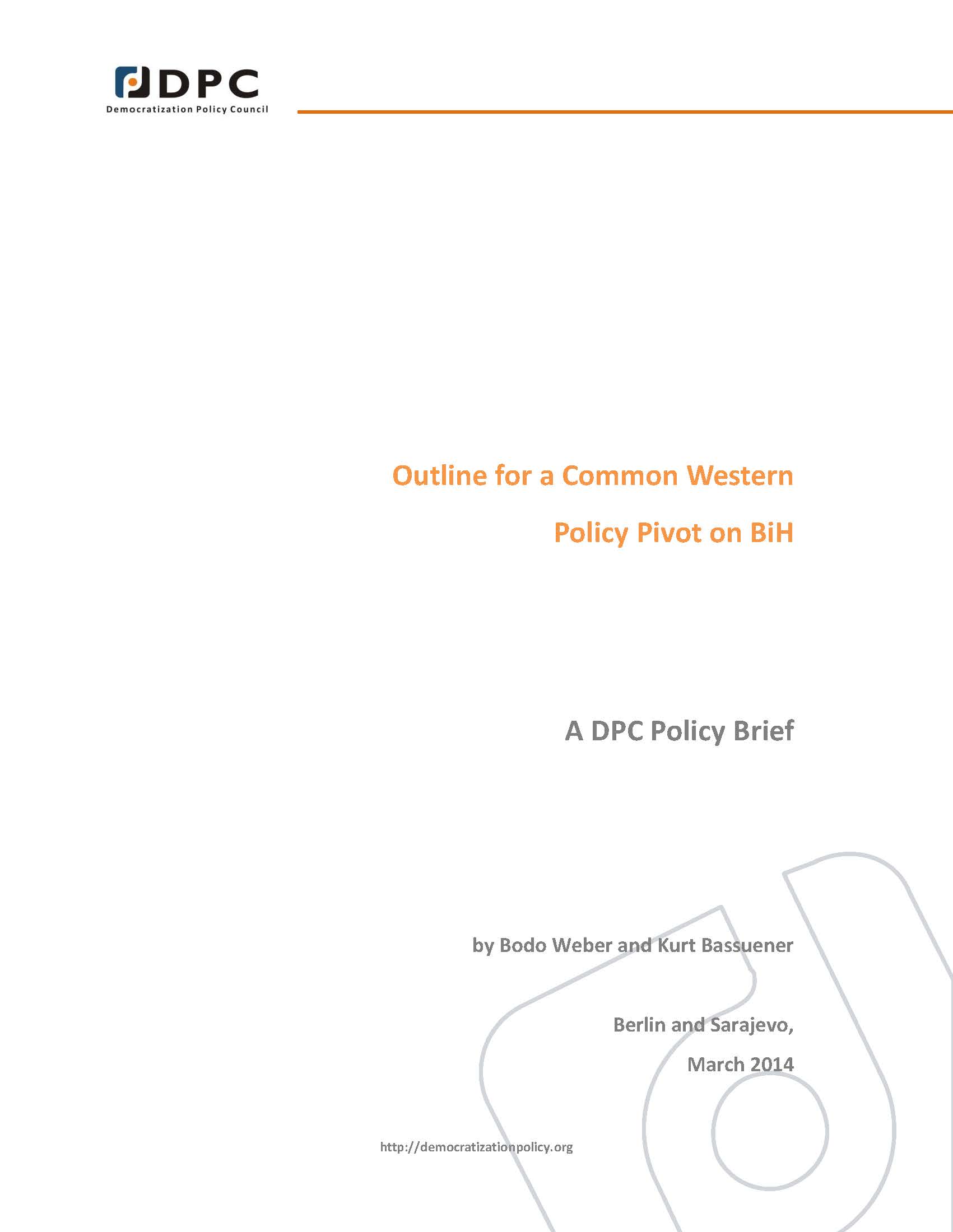 №07 Outline for a Common Western Policy Pivot on BiH. Cover Image