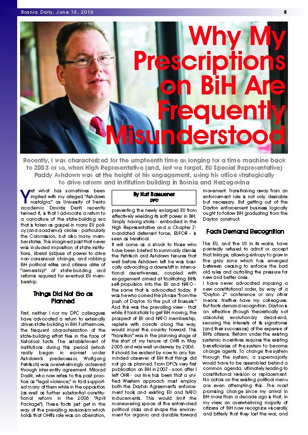 DPC BOSNIA DAILY: Why My Prescriptions on BiH Are Frequently Misunderstood