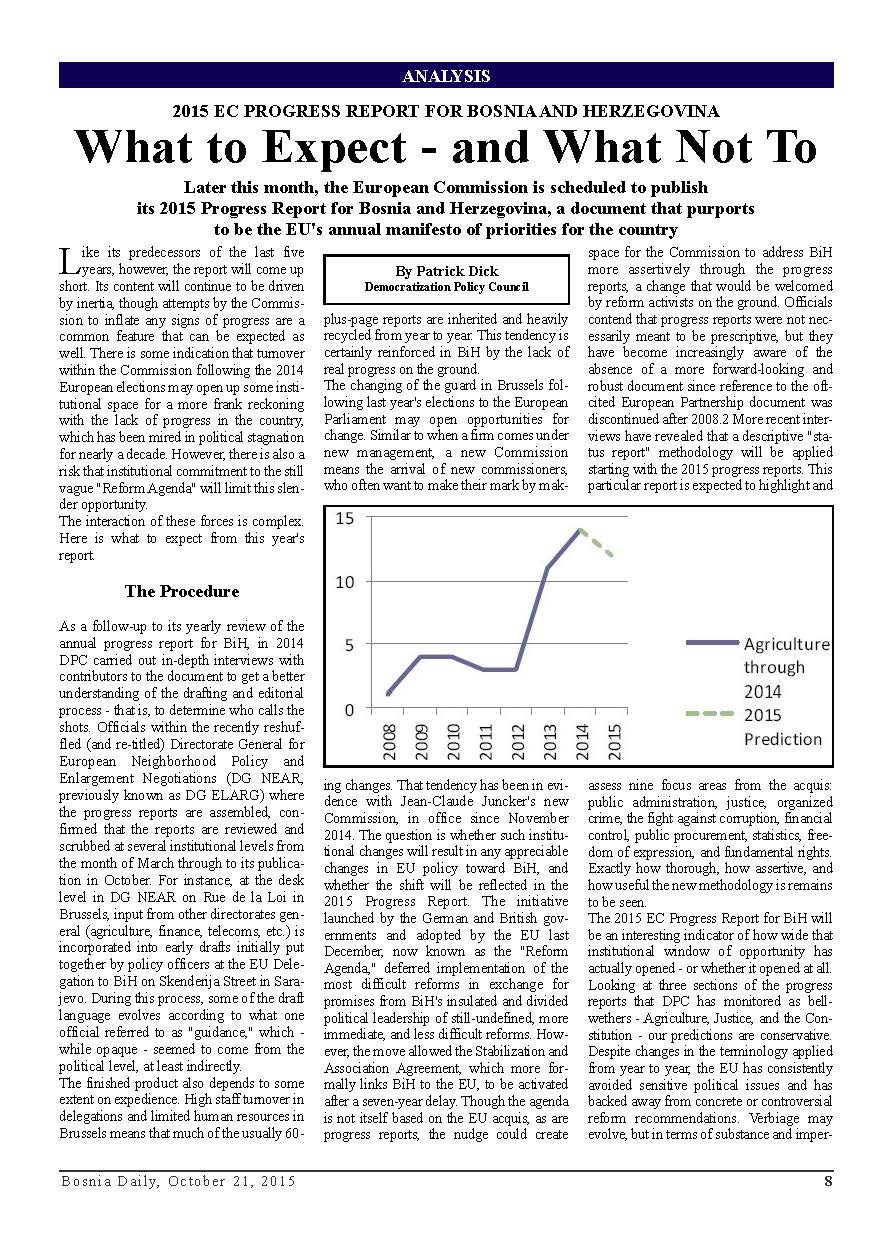 DPC BOSNIA DAILY: What to Expect - and What Not To