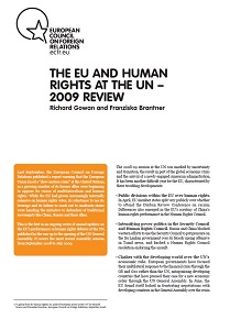 THE EU AND HUMAN RIGHTS AT THE UN – 2009 REVIEW Cover Image