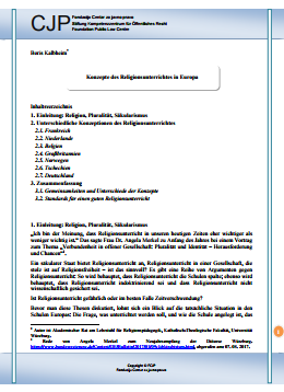 Konzepte des Religionsunterrichtes in Europa