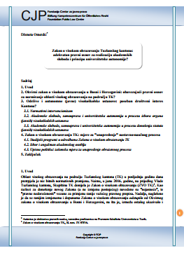 Law on Higher Education of the Tuzla Canton: an adequate legal basis for the realization of academic freedoms and the principles of university autonomy?