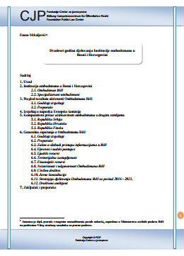 20 years of Instituition of Human Rights Ombudsman of Bosnia and Herzegovina Cover Image