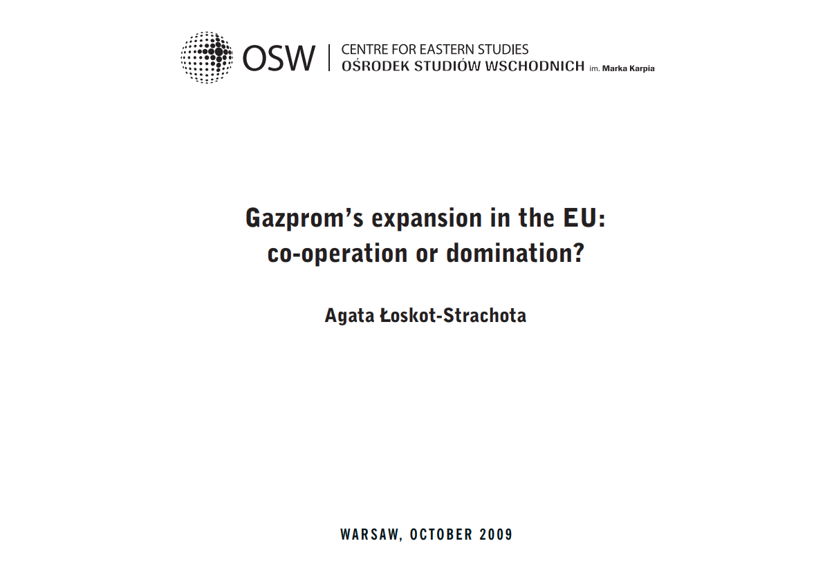 Gazprom’s expansion in the EU: co-operation or domination? Cover Image