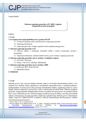 Prohibition of Denial of Genocide in the EU, BiH and the Region: Comparative-Legal Overview Cover Image