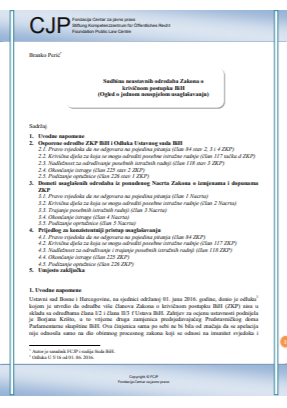 The faith of Criminal Procedure Code of Bosnia and Herzegovina unconstitutional norms (Analysis of a failed harmonisation)