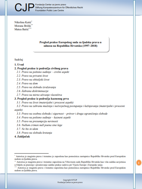 Pregled prakse Europskog suda za ljudska prava u odnosu na Republiku Hrvatsku (1997–2018)