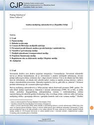 Analysis of Media Legislation in the Republic of Serbia