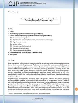 The causes of presidentialization of parliamentarism and the scope of constitutional engineering in the Republic of Serbia