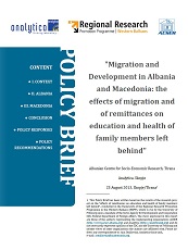 Migration and Development in Albania and Macedonia: the effects of remittances on education and health of family members left behind Cover Image