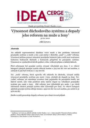 Výnosnost důchodového systému a dopady jeho reforem na muže a ženy