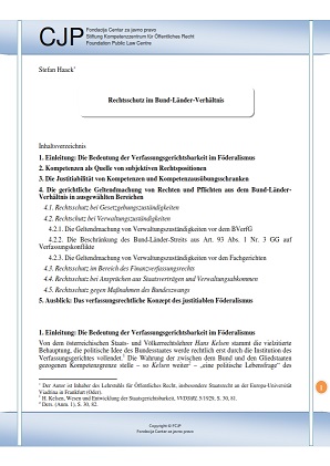 Legal Protection in the Relationship between the Federation and the States in Germany