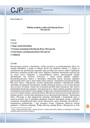 The Political Consequences of the Ethnic Federalization of Bosnia and Herzegovina